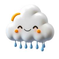 Cute Smiling Cloud with Raindrops Illustration png