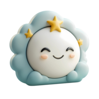 Smiling Cartoon Moon with Stars and Clouds png