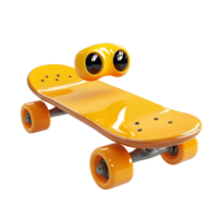 Futuristic Orange Skateboard with Robotic Eye png