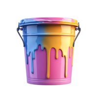 Colorful Paint Bucket with Dripping Paint png