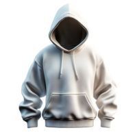 Plain White Hooded with Front Pocket and Drawstrings png