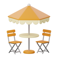 A table and chairs under an umbrella png