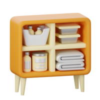 A cabinet with a shelf and some items on it png