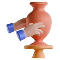 A hand is touching a vase on a pedestal png
