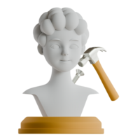 A bust of a woman with a hammer and a hammer png