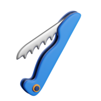 A blue knife with a sharp edge on a black background png