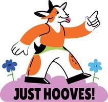 Flat sticker of a goat character with just hooves typography vector
