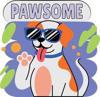 A flat style sticker of a cool dog with awesome typography vector