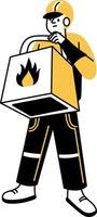 Food delivery character with a takeout box, doodle style illustration vector