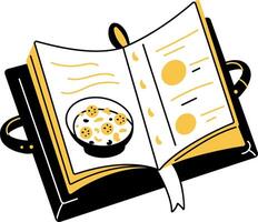A hand drawn style illustration of a recipe book vector