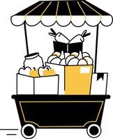 A hand drawn illustration depicting farm food cart vector