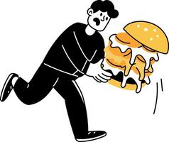 Hand drawn illustration of a character dropping food vector