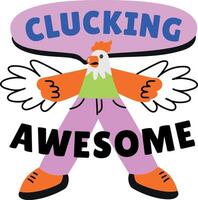 Flat sticker of a rooster with awesome typography vector