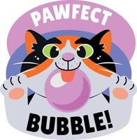 A flat style sticker of a cat blowing a bubble vector