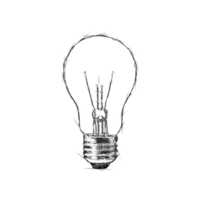 Outline bulb idea sketch black and transparant background png