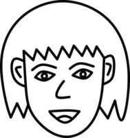 Line Drawing of a Happy Face with Short Hair and Smiling Expression png