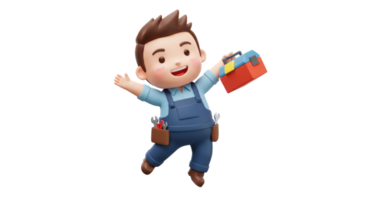 A cartoon character with a toolbox and a tool png
