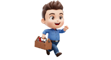 A cartoon man with a toolbox and a tool belt png