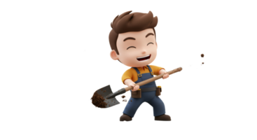 A cartoon character with a shovel and a shovel png