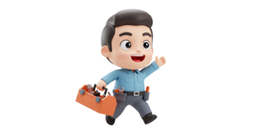 A cartoon character with a toolbox and a smile png