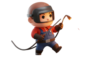 A cartoon character holding a torch and a hammer png