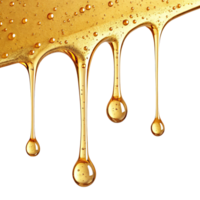golden syrup dripping from a glass on a transparent background png