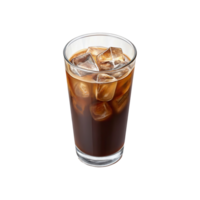 iced coffee in glass with ice cubes on transparent background png