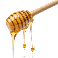 Free new honey dripping from a wooden stick on a transparent background png