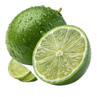 green lime with water droplets on it, isolated on transparent background png