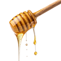 best honey dripping from a wooden stick on a transparent background png