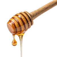 new honey dripping from a wooden stick on a transparent background png
