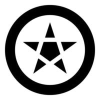 Pentagram Neo paganism sign five pointed star icon in circle black vector