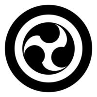 Tomoe symbol religious sign Japanese religions Oriental three petal icon in circle round black color solid outline style vector