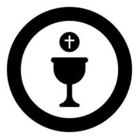 Corpus christi holy communion icon in circle round black color solid outline style vector