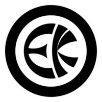 Symbol Eckankar religion EK icon in circle round black color solid outline style vector