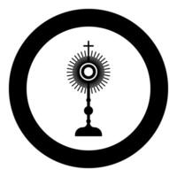 custodia christi sacramento de el eucaristía icono en circulo redondo negro color sólido contorno estilo vector