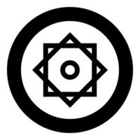 Symbol Rub el Hizb Islam Ramadan equilibrium of static dynamic Sacred geometry icon in circle round black color solid outline vector