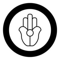Symbol Natib Qadish Kappu palm Hamsa Levantian neo paganism neopaganism religious symbol Hand indian paganism icon in circle round black color solid outline style vector