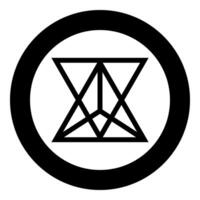 Star tetrahedron Sacred geometry icon in circle round black color outline vector