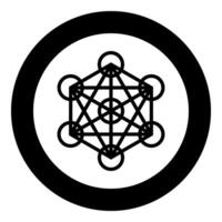 Metatron cube Sacred geometry icon in circle round black color solid vector