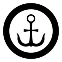 Cross anchor Crusher-Yagir icon in circle round black color solid outline style vector