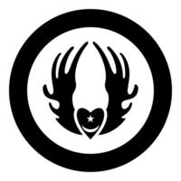 Inyyyati's tugy wing heart Universal Sufism symbol icon in circle round black color solid outline style vector