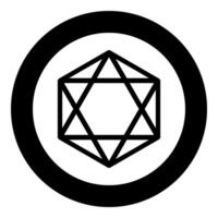 Octagedron icosahedron sacred geometry symbol icon in circle round black color solid outline style vector