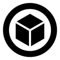 Hexagedron Sacred geometry symbol icon in circle round black color solid outline vector