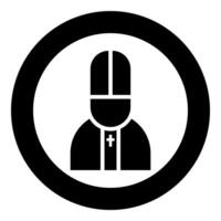 Pope catolic Man Church bishop icon in circle round black color solid outline style vector