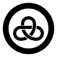 Gordian knot Sacred geometry symbol icon in circle round black color solid outline style vector