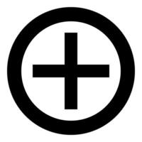 Greek Cross Crux quadrata christian crosses icon in circle round black color solid outline style vector