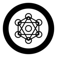 Metatron cube Sacred geometry icon in circle round black color vector