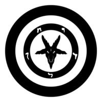 Symbol Satanism of Lavaeus Sigil of Baphomet sign icon in circle round black color solid outline style vector