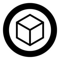 Hexagedron Sacred geometry symbol icon in circle round black color solid vector